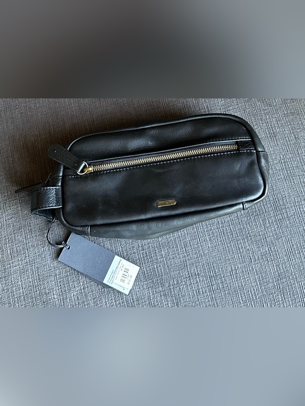 HAYDEN HARNETT NWT Men's Black Leather Vintage “BOND STREET” Dopp/ Toiletry Bag